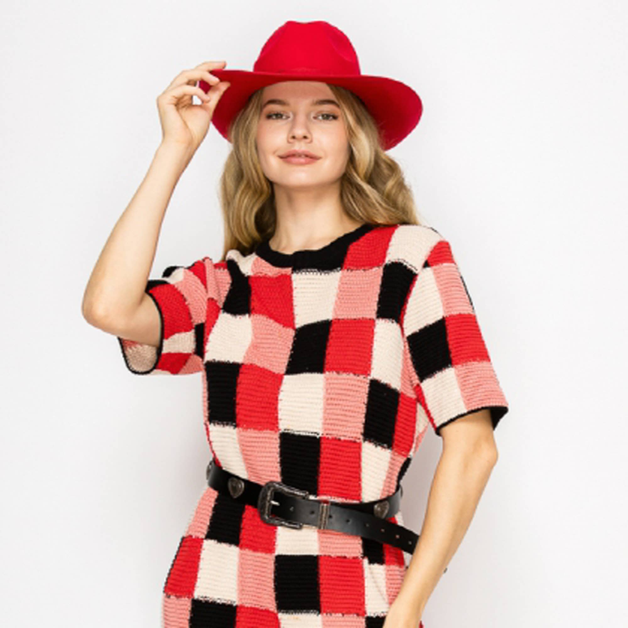 Red Premium Wool Pencil Brim Hat -Red for wholesale on Faire15