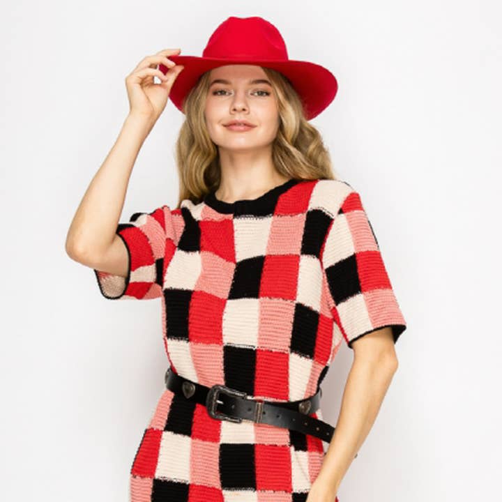 Red Premium Wool Pencil Brim Hat -Red for wholesale on Faire15