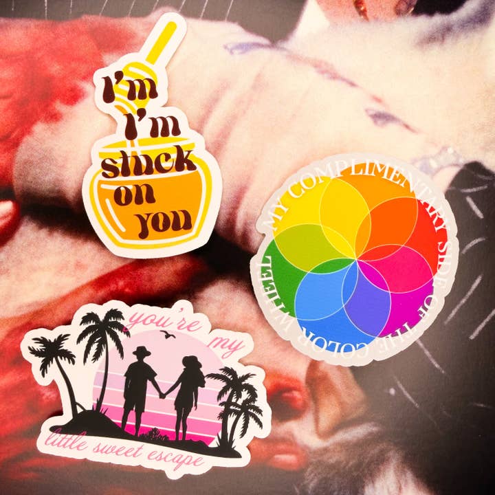 technicolor soft lyrics LA6 sticker set for wholesale by SpicyStylesCo