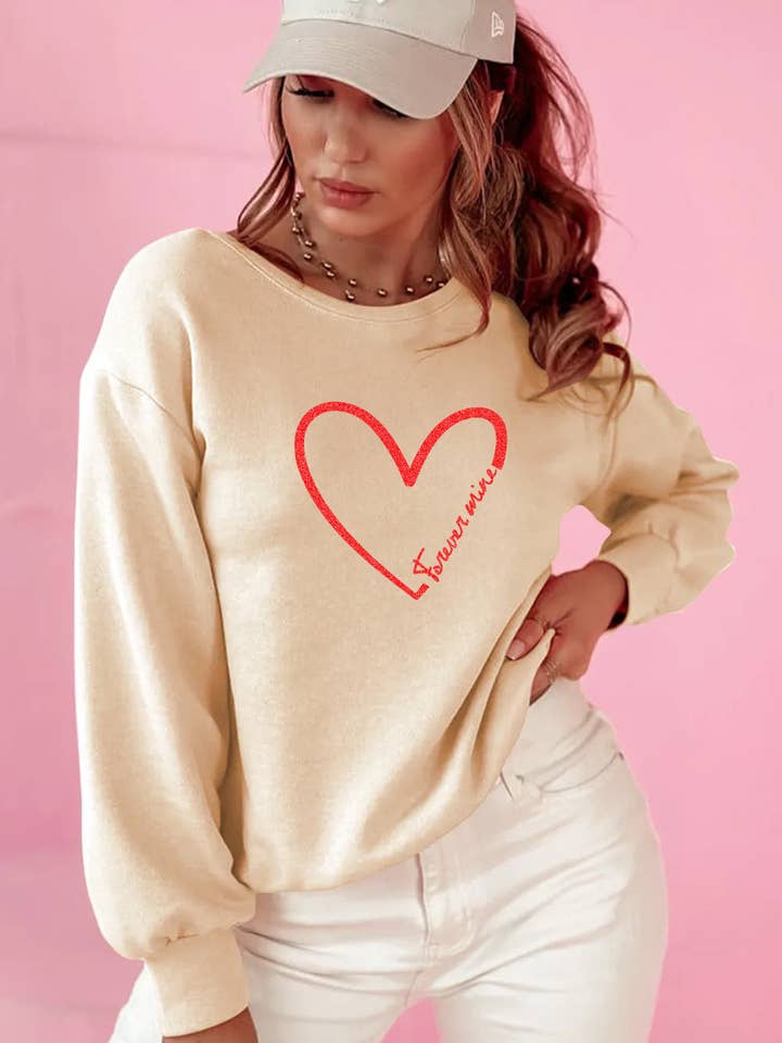 Valentine’s Day Heart Graphic Bow Back Sweatshirt for wholesale by Lovesoft
