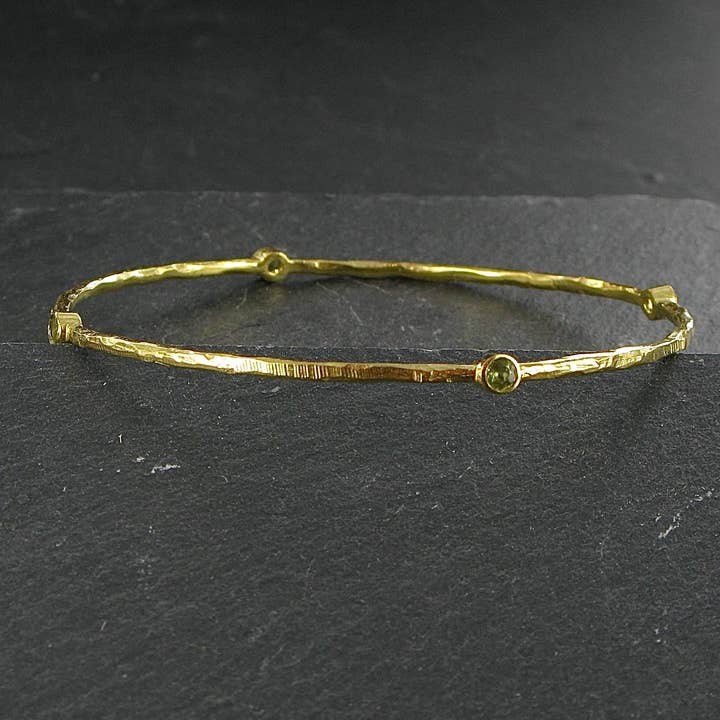 Siren Silver Ltd - Vente Bracelet jonc - Bracelet jonc en laiton plaqué or avec pierres1