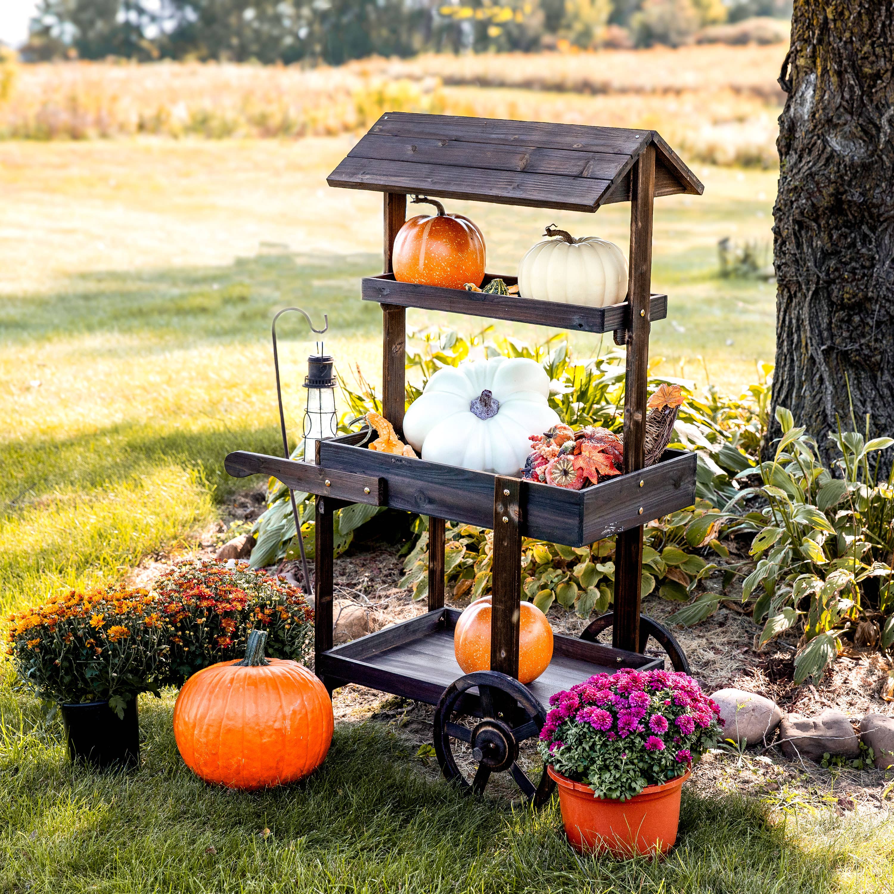 Sunnydaze Decor - Wholesale Plant Pot Stand - Country Market Flower Stand Raised Garden Bed - Charred Fir6