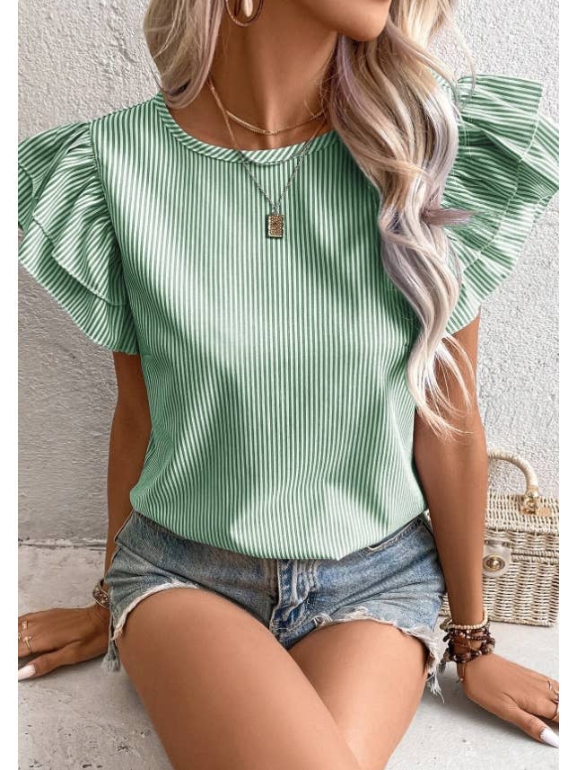 TREND SHOP – wholesale Blus - Dam – RANDIG PRINT FJÄRIL ÄRM BLUS