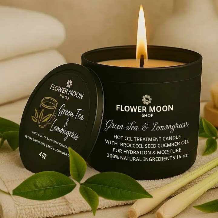 Green Tea & Lemongrass Massage Candle for wholesale by Flower Moon Shop