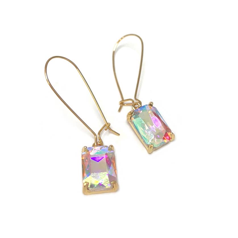 StarryNYC - Wholesale Dangle Earrings - Midi Rectangle Glass Bead with Kidney Wire Dangle Earrings3