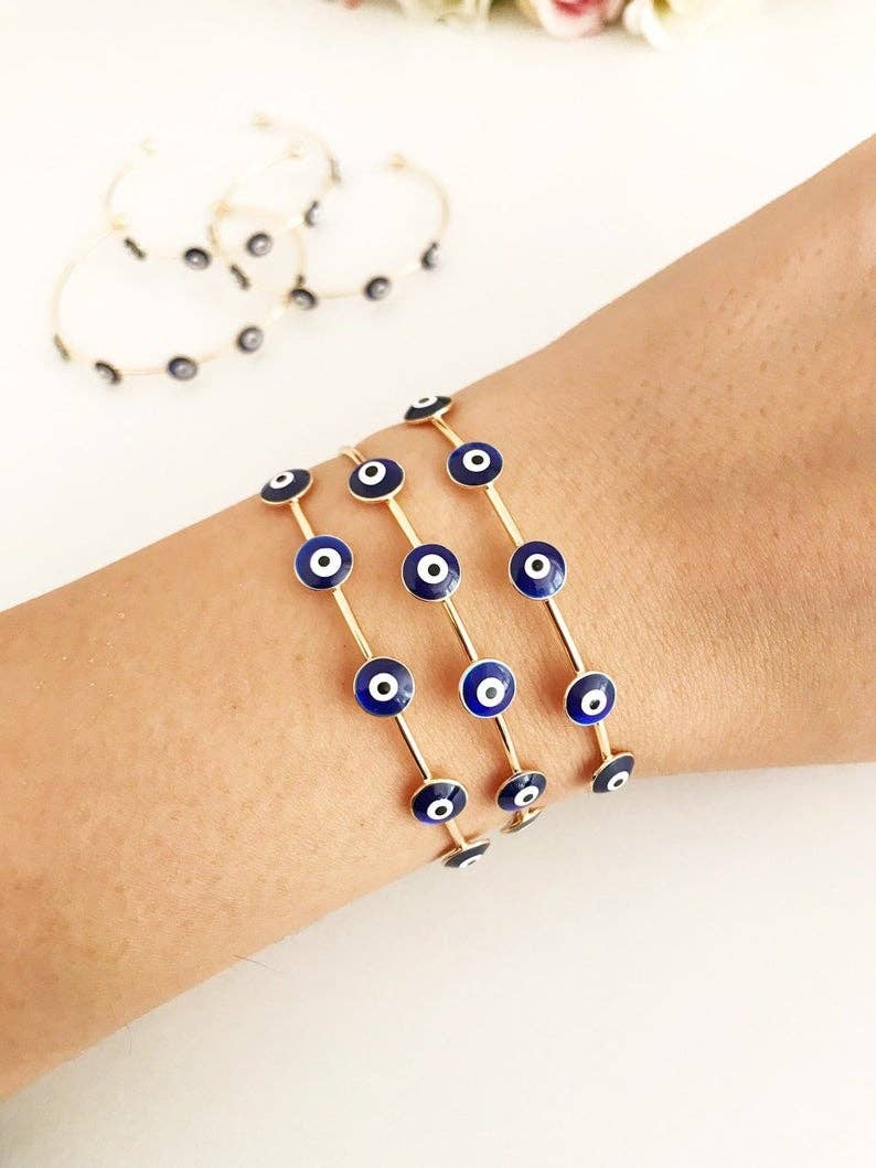 Evileyefavor - Wholesale Cuff Bracelet - Blue Evil Eye Bangle Bracelet, Gold Bangles, Cuff Bracelet5