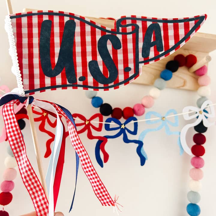 Goldie Letter Company - Wholesale Flag - USA Gingham Pennant Flag0
