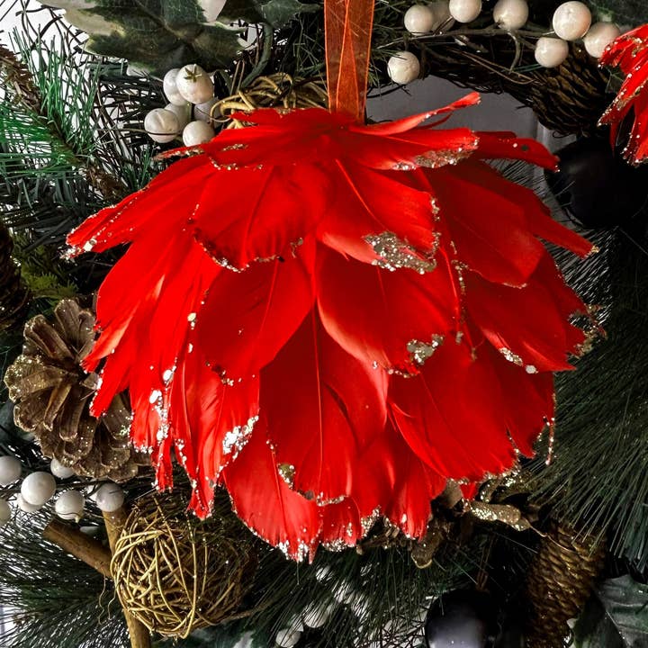 Red Christmas Ornament for wholesale by Zucker Feather Products