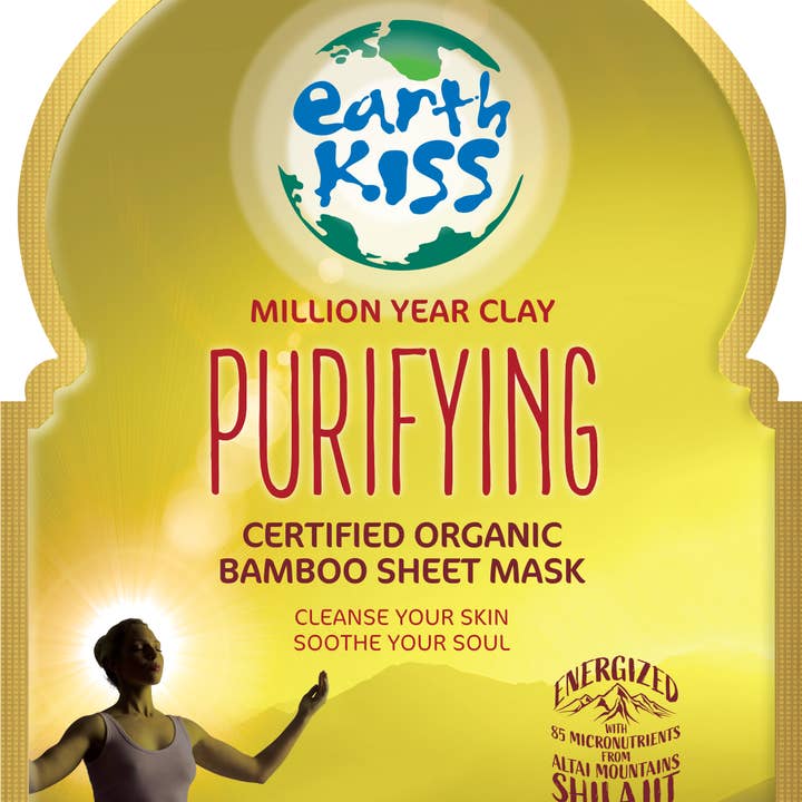 Beauty Goddess – wholesale Skincare face mask – Earth Kiss Inspirations Purifying Organic Bamboo Sheet Mask with Shilajit and Million Year Clay to Cleanse Your Skin0