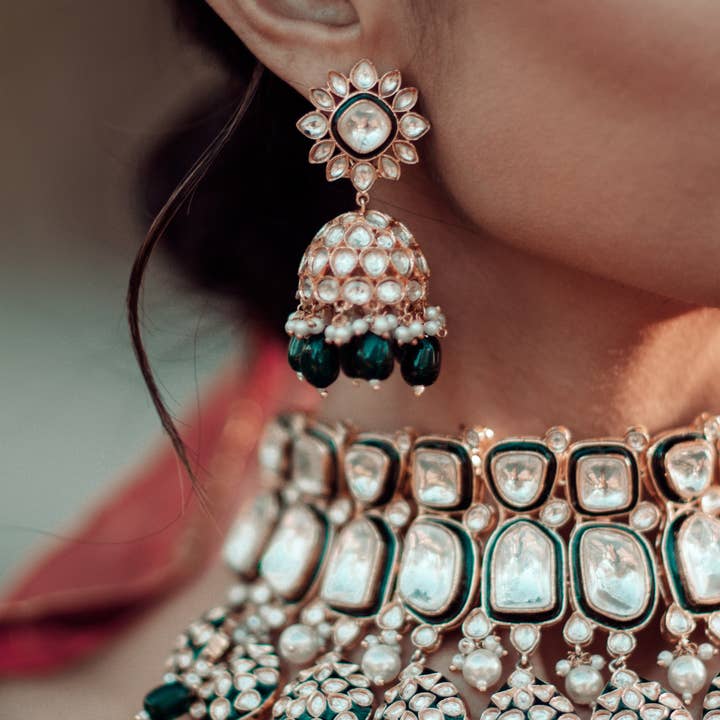 Green Onyx Uncut Kundan Polki for wholesale by Saaj By G