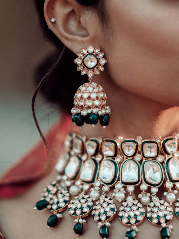 Green Onyx Uncut Kundan Polki for wholesale by Saaj By G