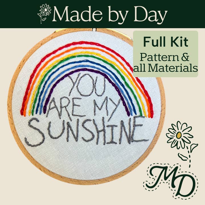 Kit de bordado a mano «You Art My Sunshine», sampler para principiantes para venta al por mayor de Made by Day