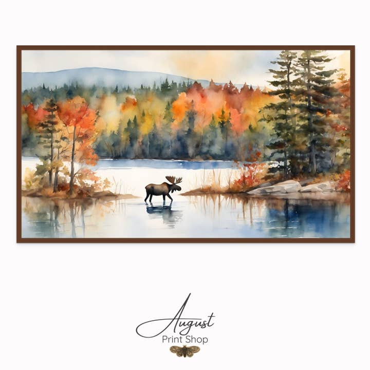 Muskoka Moose Watercolour for wholesale by August Print Shop