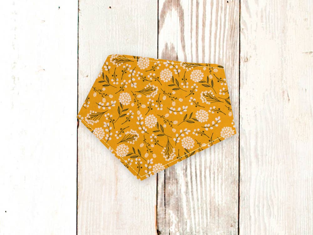 BibbyBubby - Wholesale Pet Bandana - Dog - Mustard Floral Dog Bandana (Snap-on, 3 sizes available)
