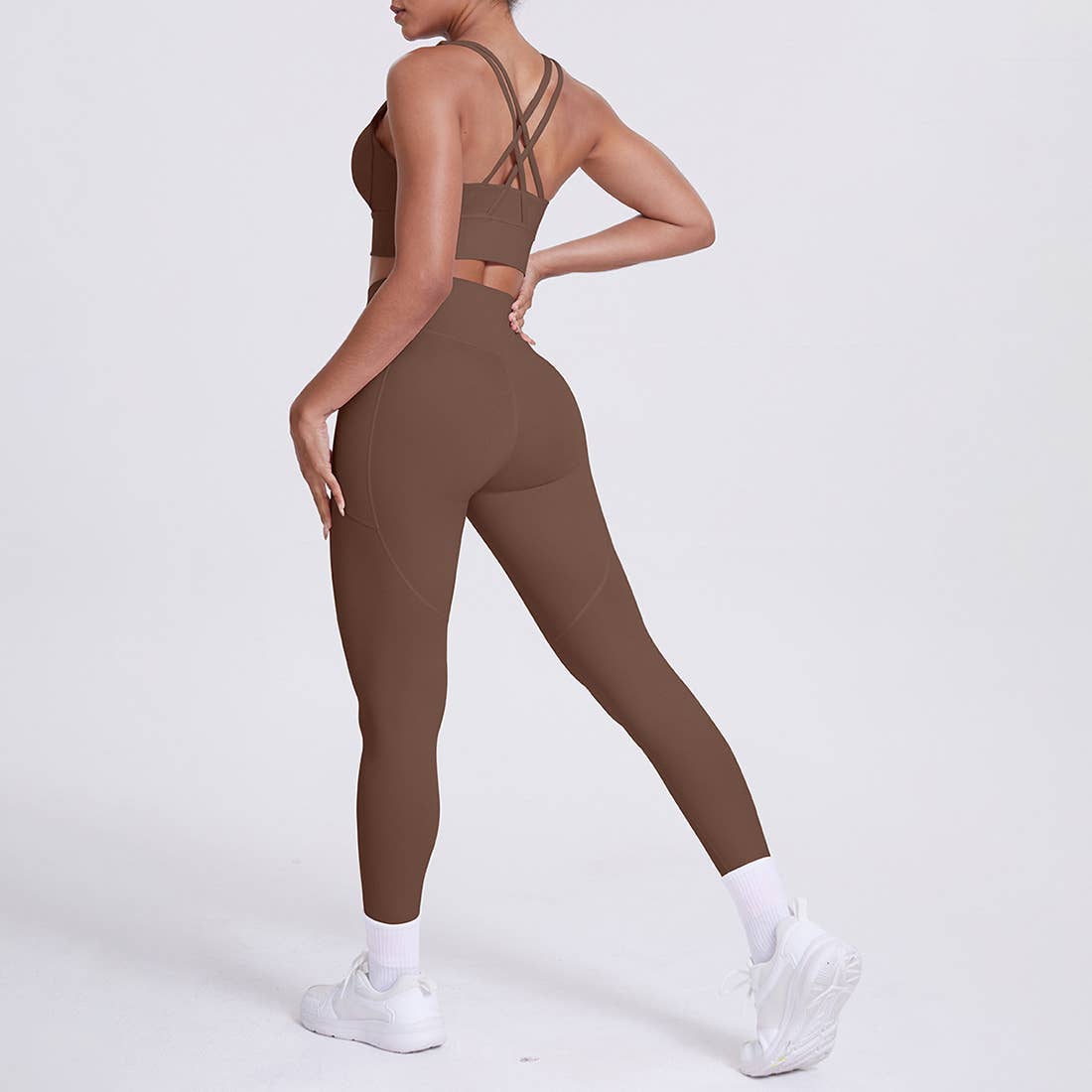 Sodalemon - Venta al por mayor Conjunto de ropa deportiva - Mujer - Conjunto de Yoga para Mujeres: Leggings de Cintura Alta con Bolsillo + Sujetador Deportivo1