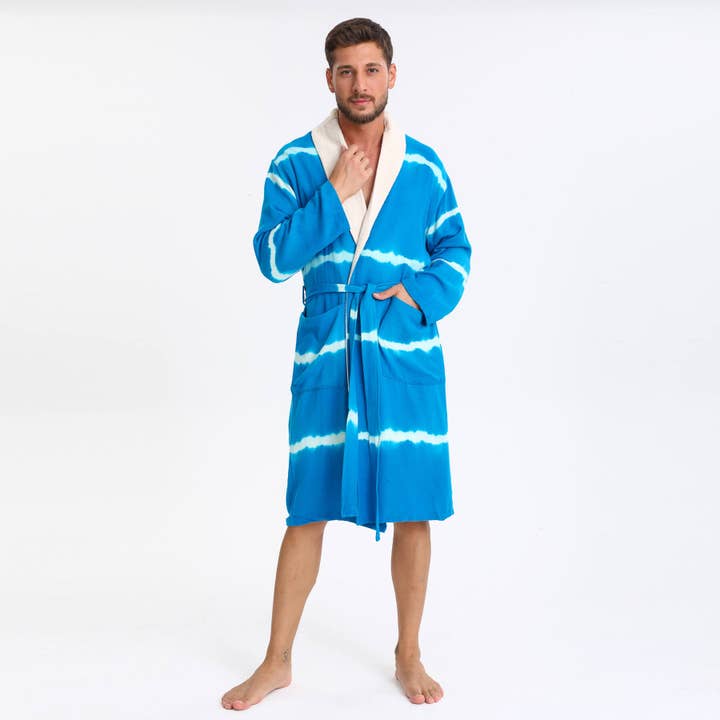 Peignoir Dila avec éponge en bambou pour homme, couleur pétrole pour la vente par PESHCE