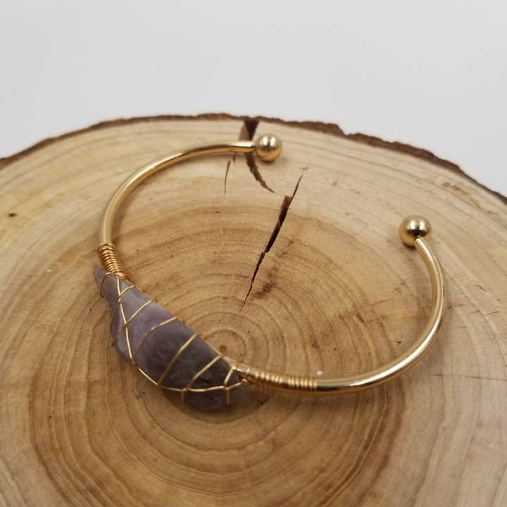 CHAKRA JEWELRY - Wholesale Cuff Bracelet - Gold Crystal Cuff Gem Stone Bangle Boho Bracelet