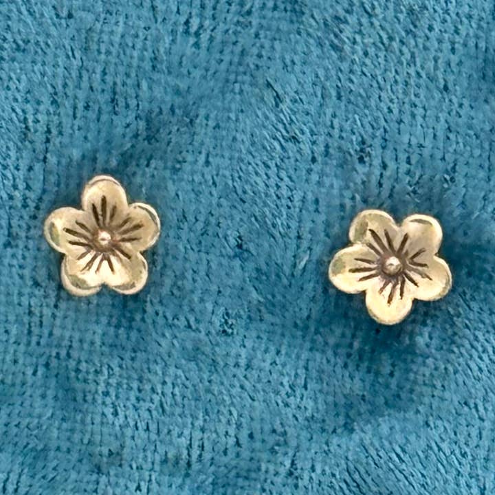 Bronze flower cherry blossom stud earring for wholesale by Elizabeth Jewelry