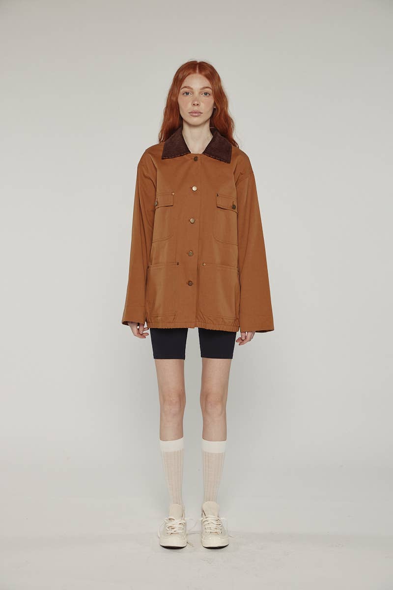 Brown Cotton worker jacket for wholesale on Faire3