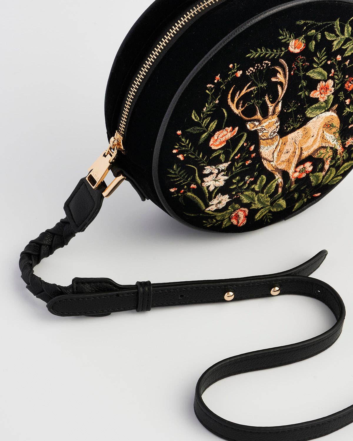 Fable England - Wholesale Crossbody Bag - Women's - Aurora Fawn Embroidered Black Circle Bag5