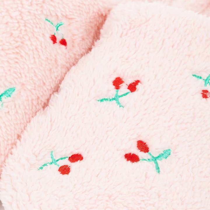 Collections by Fame Accessories - Wholesale Slippers - Women's - Cherry Pattern Fur Slippers1