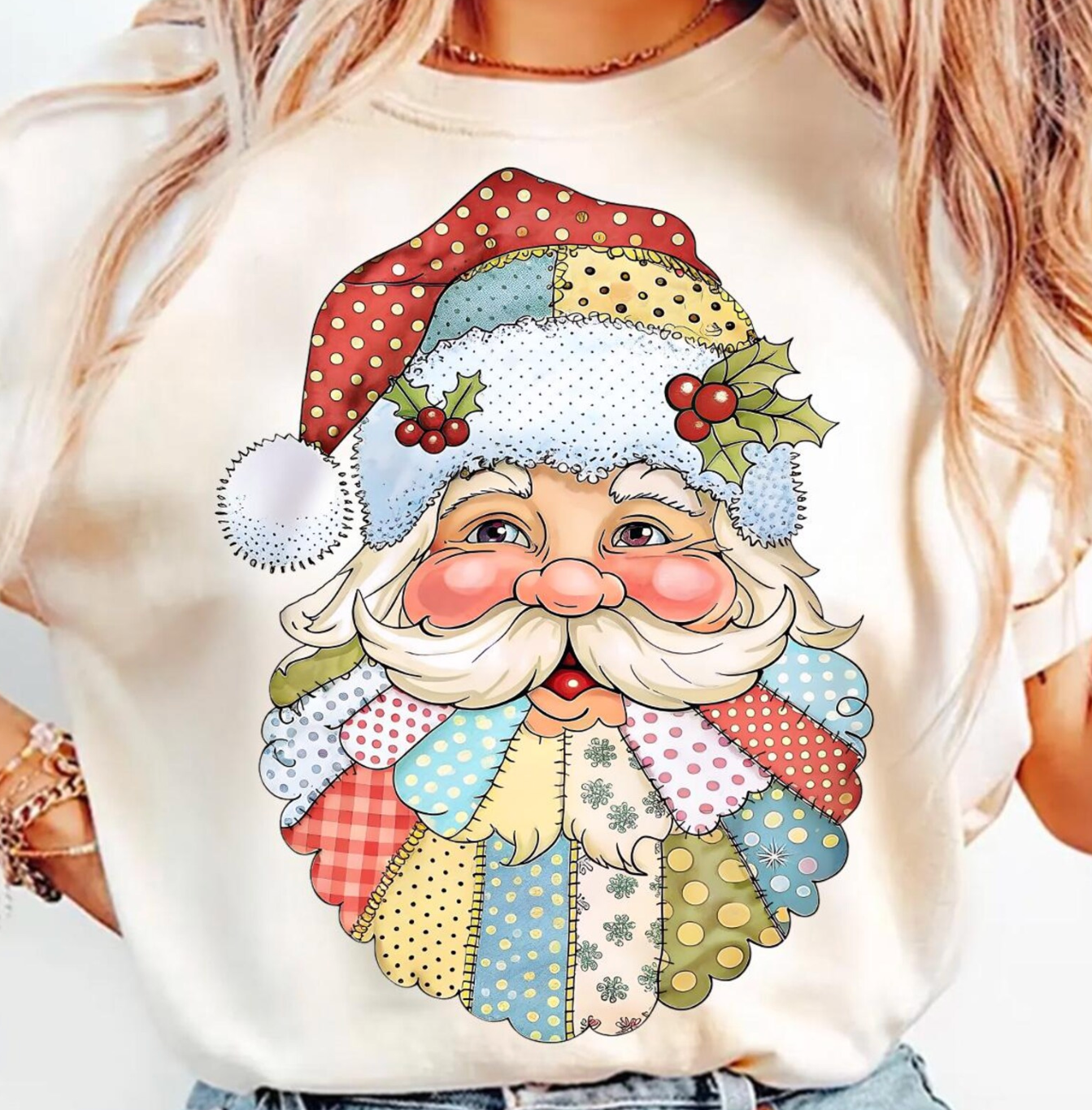 Trendy Chic Apparel LLC - Wholesale Graphic Sweatshirt - Women's - Santa Patchwork Sweatshirts & T-Shirts  2