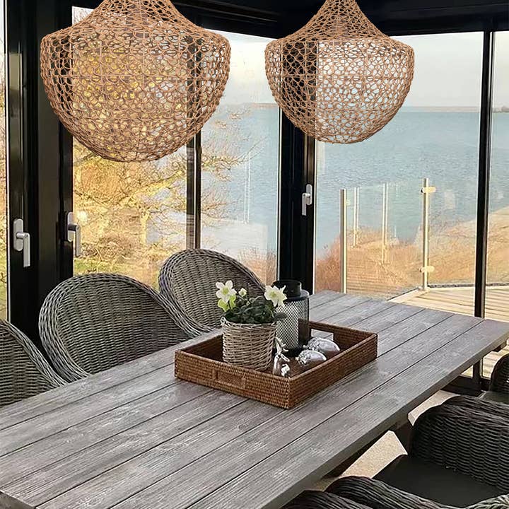 Woven Basket Pendant Light Natural Rattan Hanging Light for wholesale on Faire7