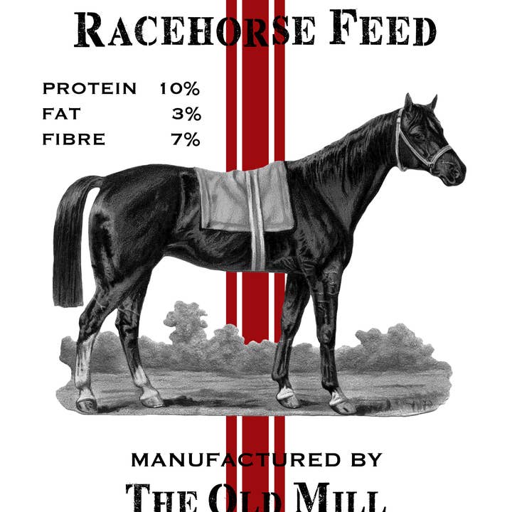 Ridning/ 100 kg. Racehorse Feed Handduk
för wholesale av Ox Bow Decor