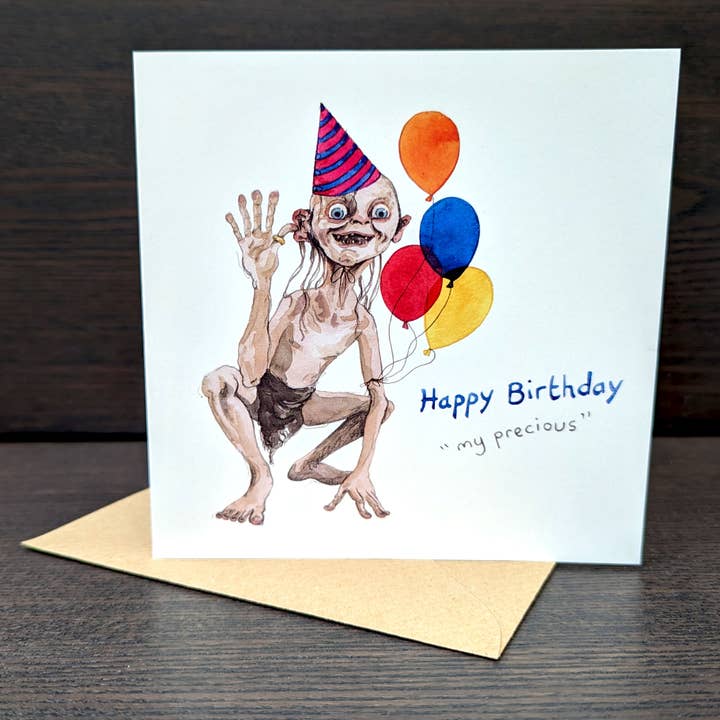 Hes Designs - Vente Cartes d'anniversaire - Carte d'anniversaire Gollum, carte de vœux SDA