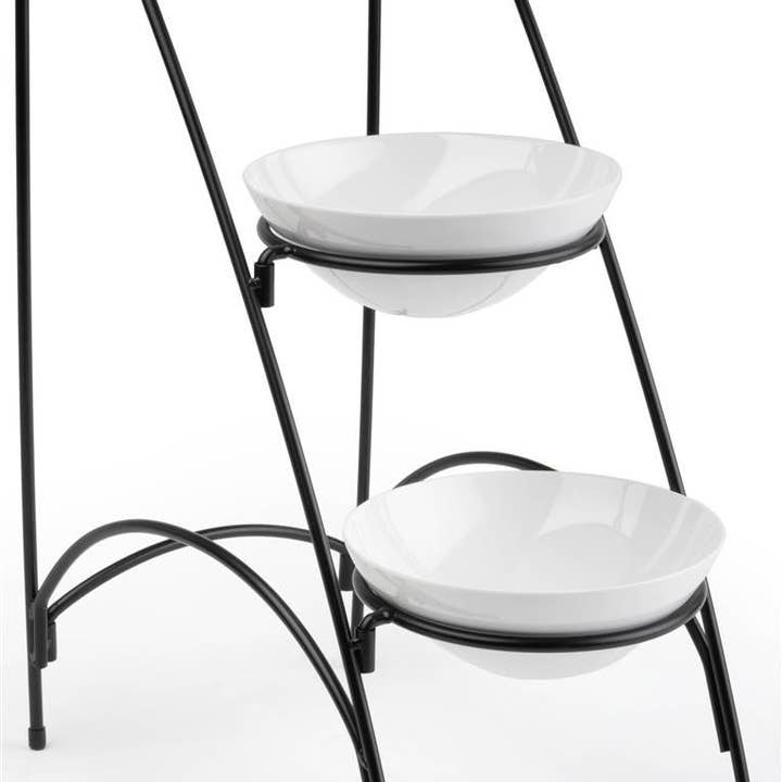 3-stufige Servierplatte aus Draht mit 3 Melamin-Schalen - Schwarz und Weiß 19659 für den Großhandel von FIXTUREDISPLAYS