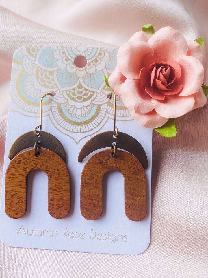 Moderne træ øreringe 1 for engroshandel hos Autumn Rose Designs