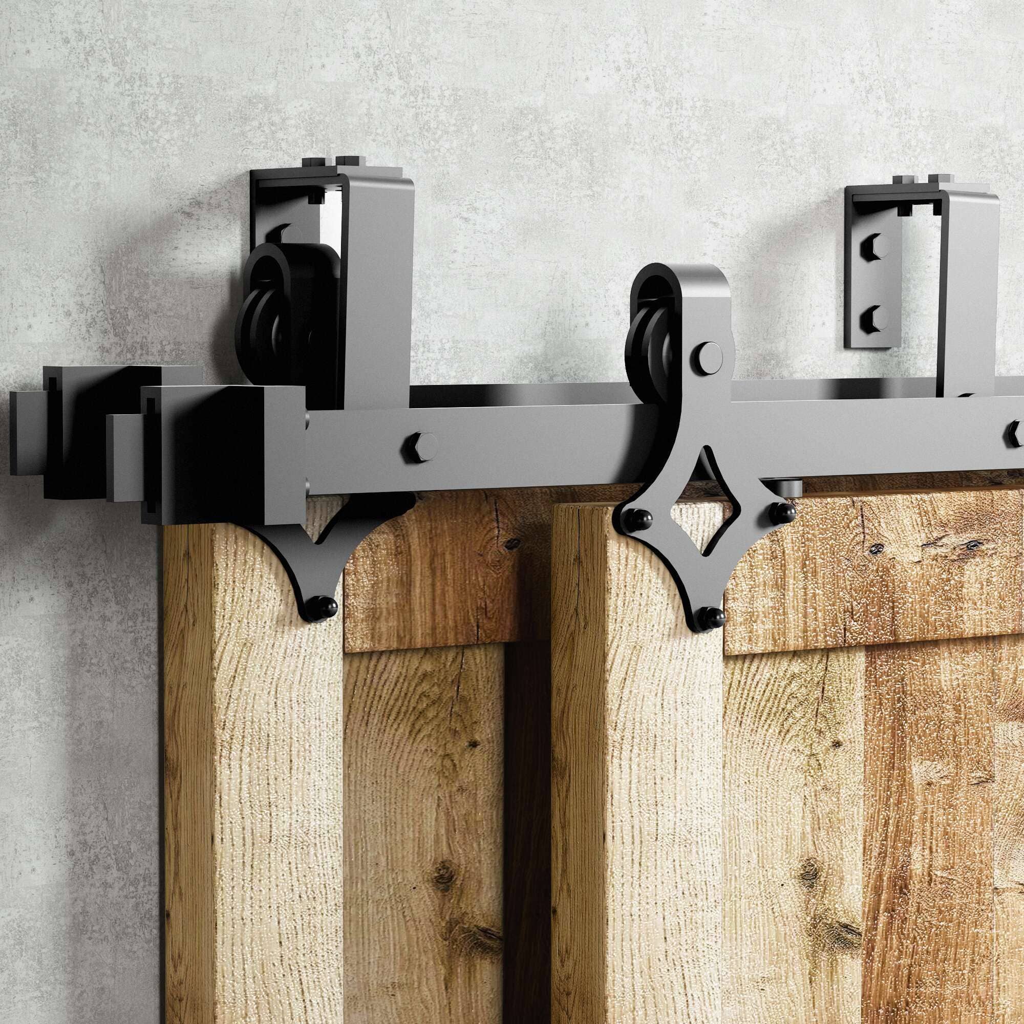 Homacer INC – wholesale Knopp/Handtag – Dubbelspår U-Shape Bypass skjutbara Barn Dörr Hårdvara Kit - Diamond Design Roller0