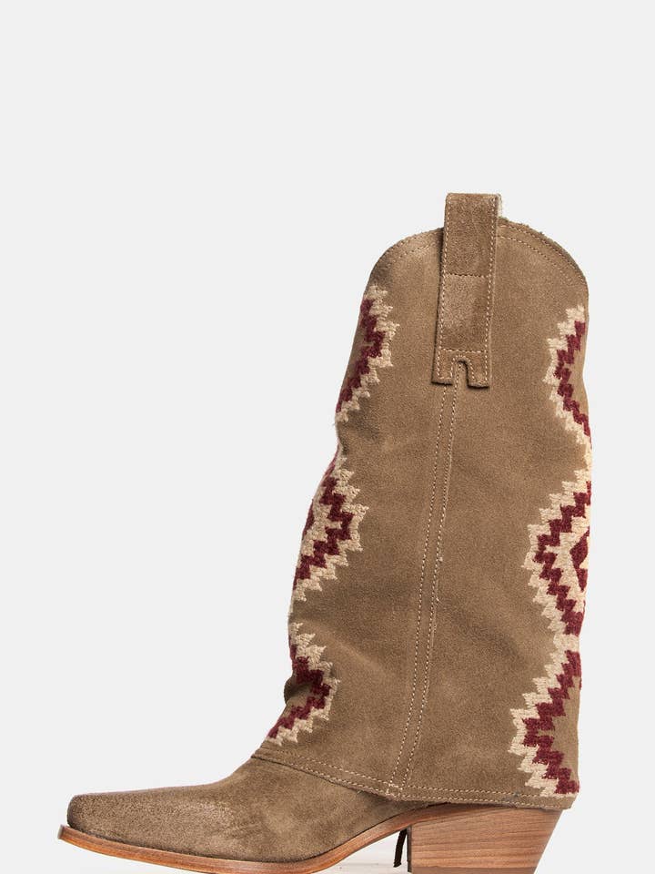 METISSE - Wholesale Boots - Women's - Taupe suede Texan boots DX22052