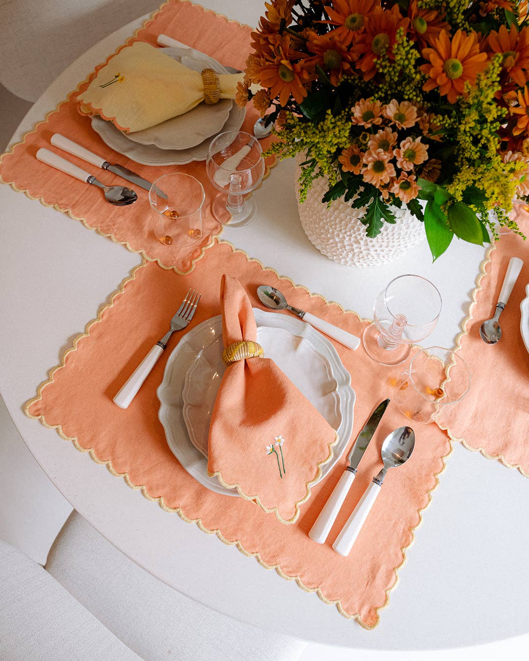 Mariaida Home - Wholesale Tablecloth - Individual Mother Aurora, Orange with Yellow2