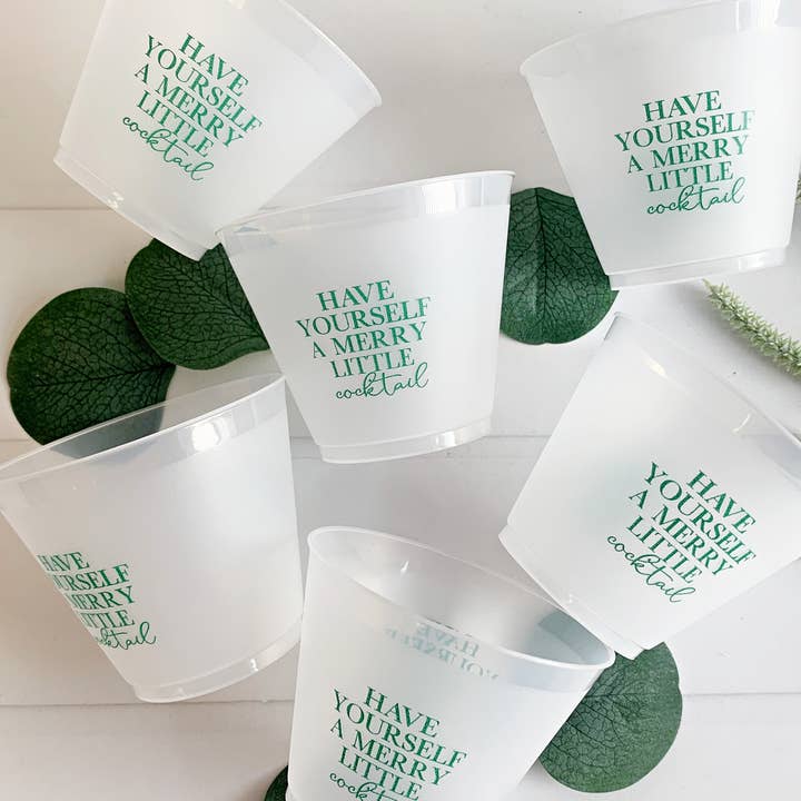 EnFete, LLC - Wholesale Disposable Tableware Pack - Frosted Merry Little Cocktail Cups - Green 9 Ounce0