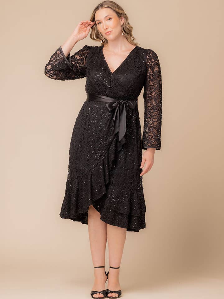 Vestido de cóctel de encaje con lentejuelas cosmopolita - Talla grande para venta al por mayor de Kiyonna