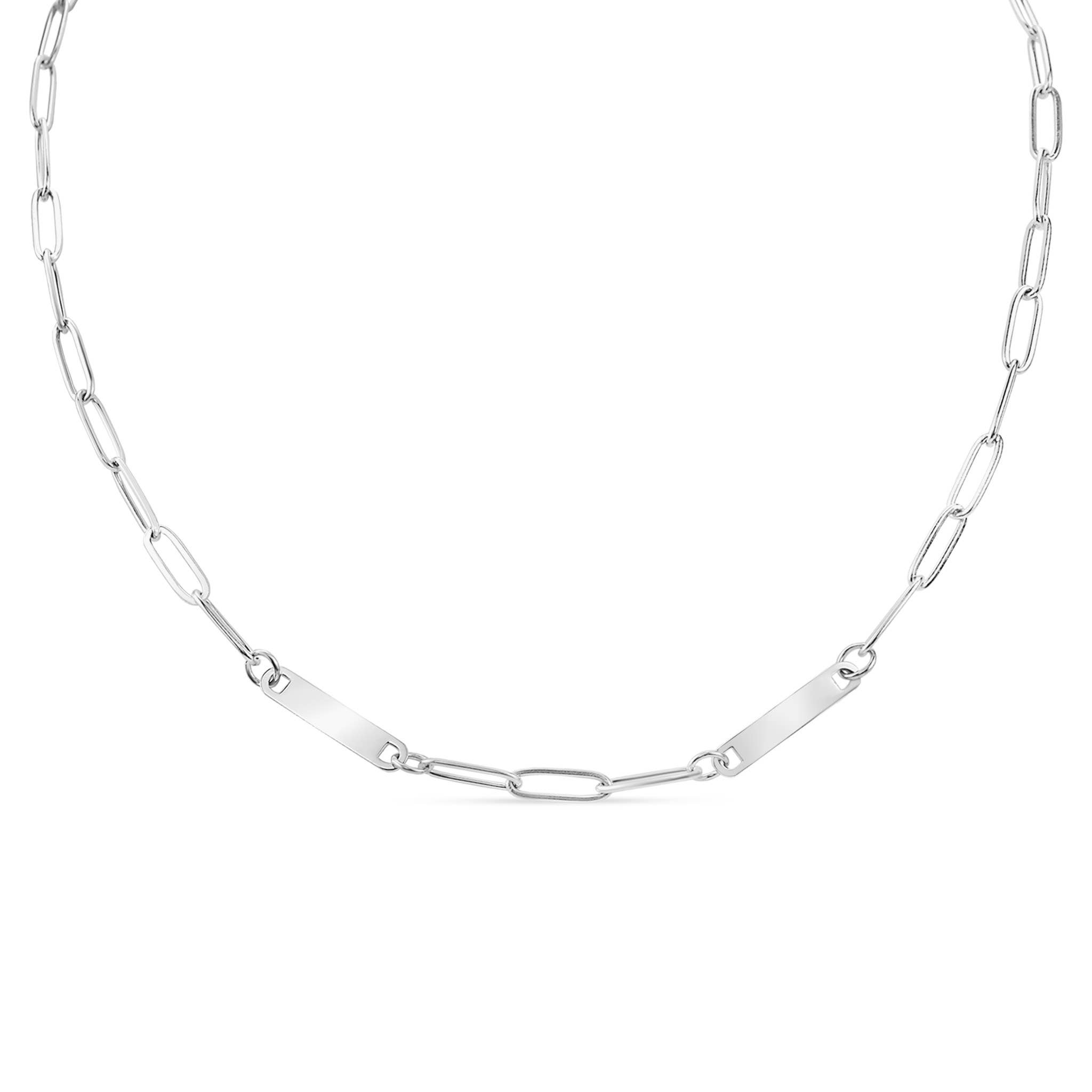 WJW - Wholesale Link & Chain Necklace - Stainless Steel Engravable Paperclip 2 Bar Necklace0