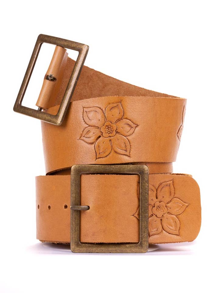 Fleur Håndlavet Bælte Bredt Bronze t-bar Spænde for engroshandel hos TABOO FASHION