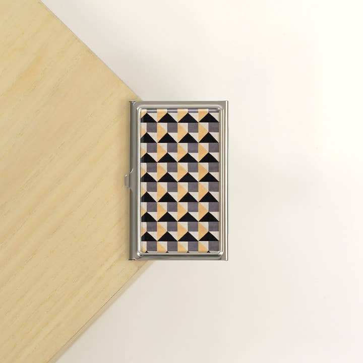 Étui portefeuille pour cartes de visite Jaune Noir pour la vente par Lucy Lu Designs