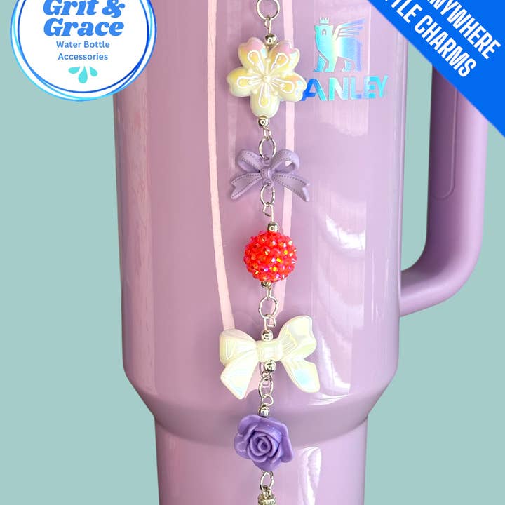 Colgante "Hang Anywhere" para botella con rosa brillante en rosa y púrpura para venta al por mayor de Grit & Grace Water Bottle Accessories
