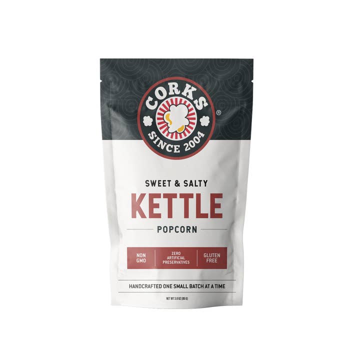 Corks Popcorn - Wholesale Popcorn - Sweet and Salty Kettle Popcorn - 3.0 oz