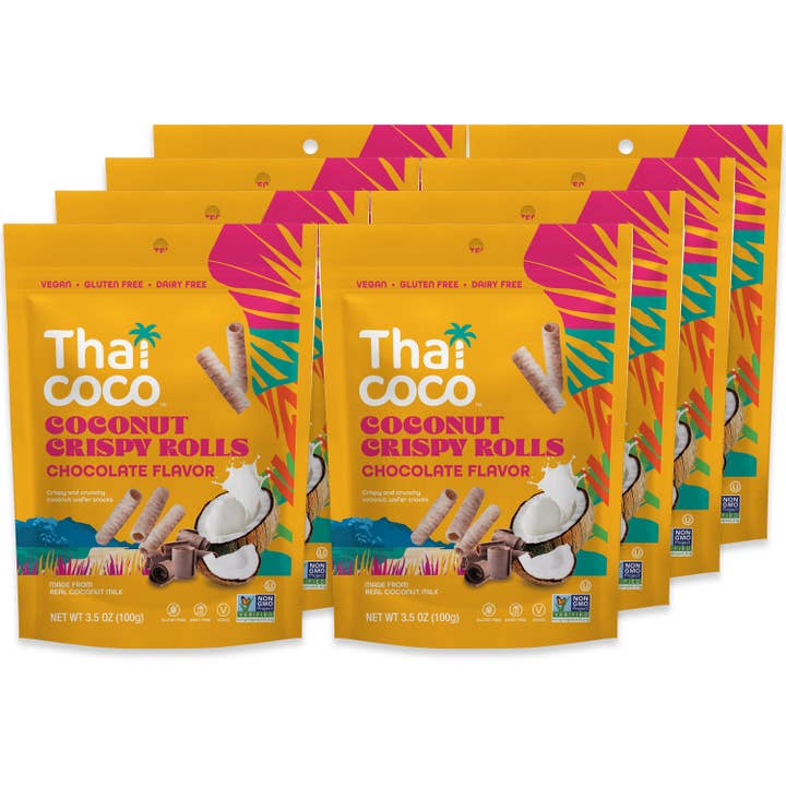 Thai Coco - Wholesale Cookie - Chocolate Coconut Crispy Rolls - 3.5 oz 6