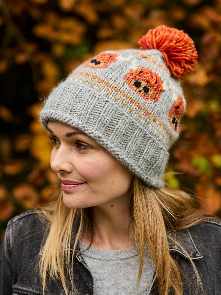 MERINO HIGHLAND COW BOBBLE BEANIE for wholesale by Pachamama Ltd
