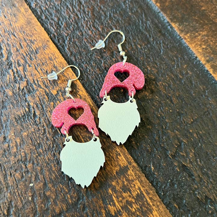Suchfungoods - Wholesale Dangle Earrings - 2part acrylic heart leprechaun gnome dangles