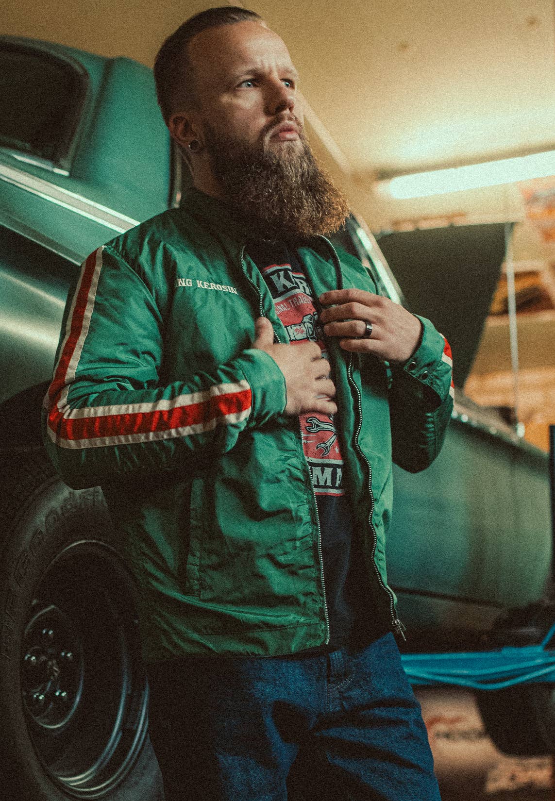 greenery Racing Jacket "Garage Built" for wholesale on Faire2