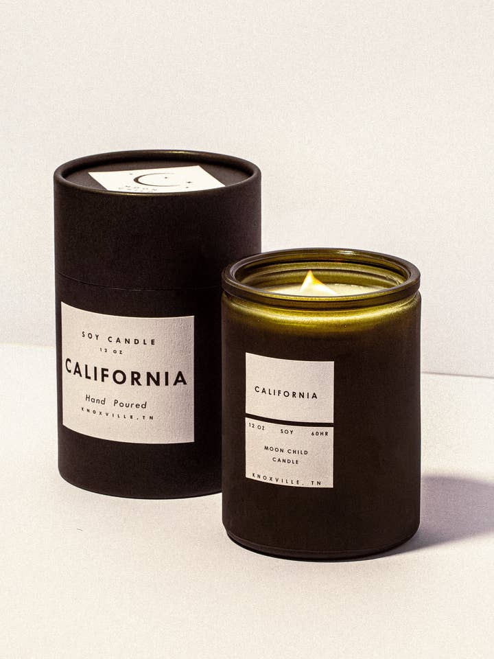 California 12oz for wholesale by Moon Child Candle Co