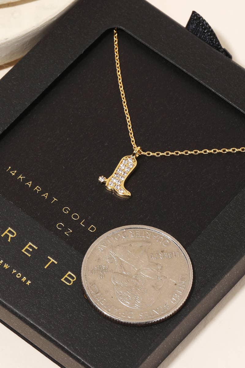 Anarchy Street - Wholesale Pendant/Charm Necklace - Secret Box Pave Western Cowboy Boot Pendant Necklace1