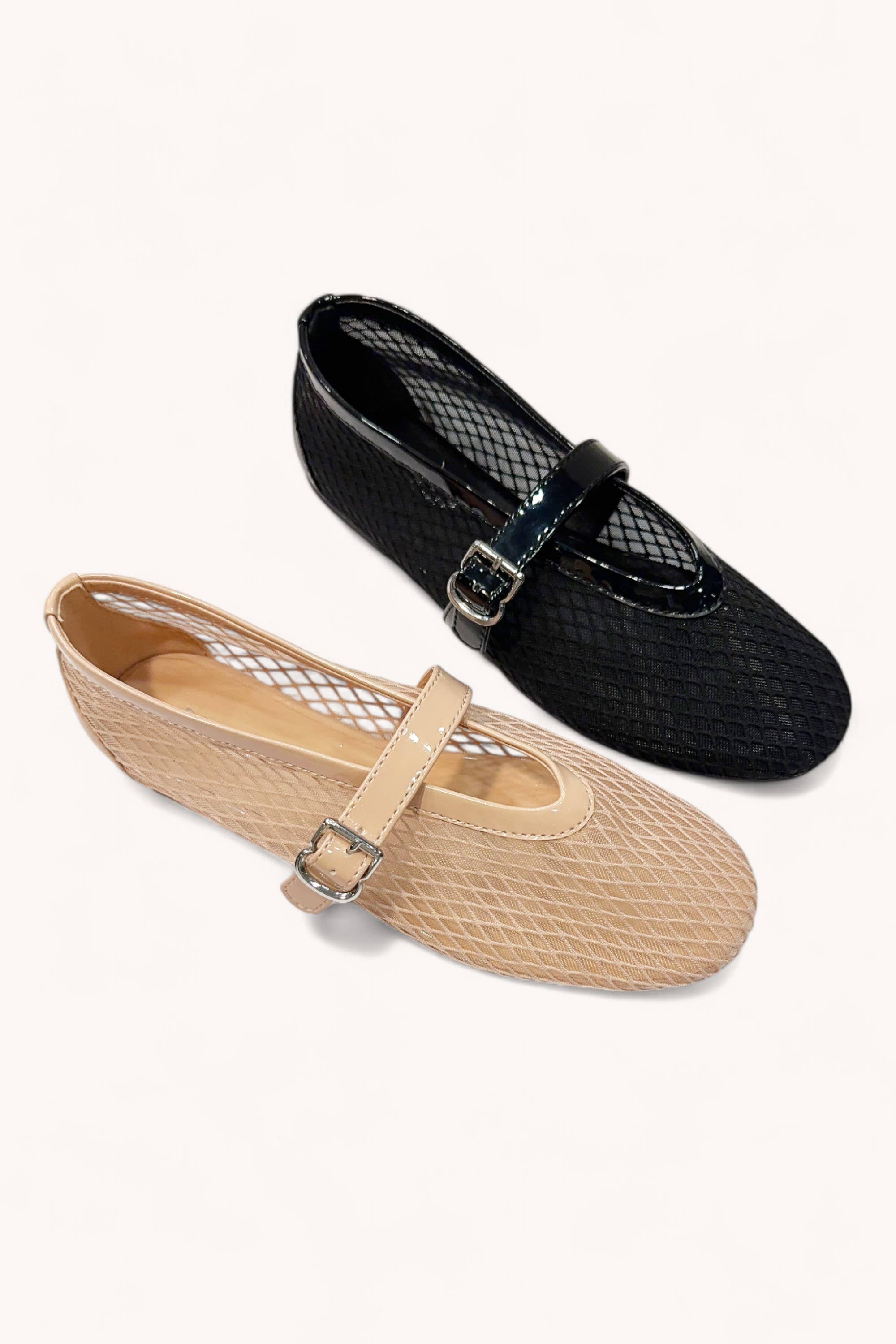 CCOCCI – Sapatos rasos por atacado – Sapatilha CCOCCI com parte superior em malha de rede e biqueira redonda com fivela ajustável4