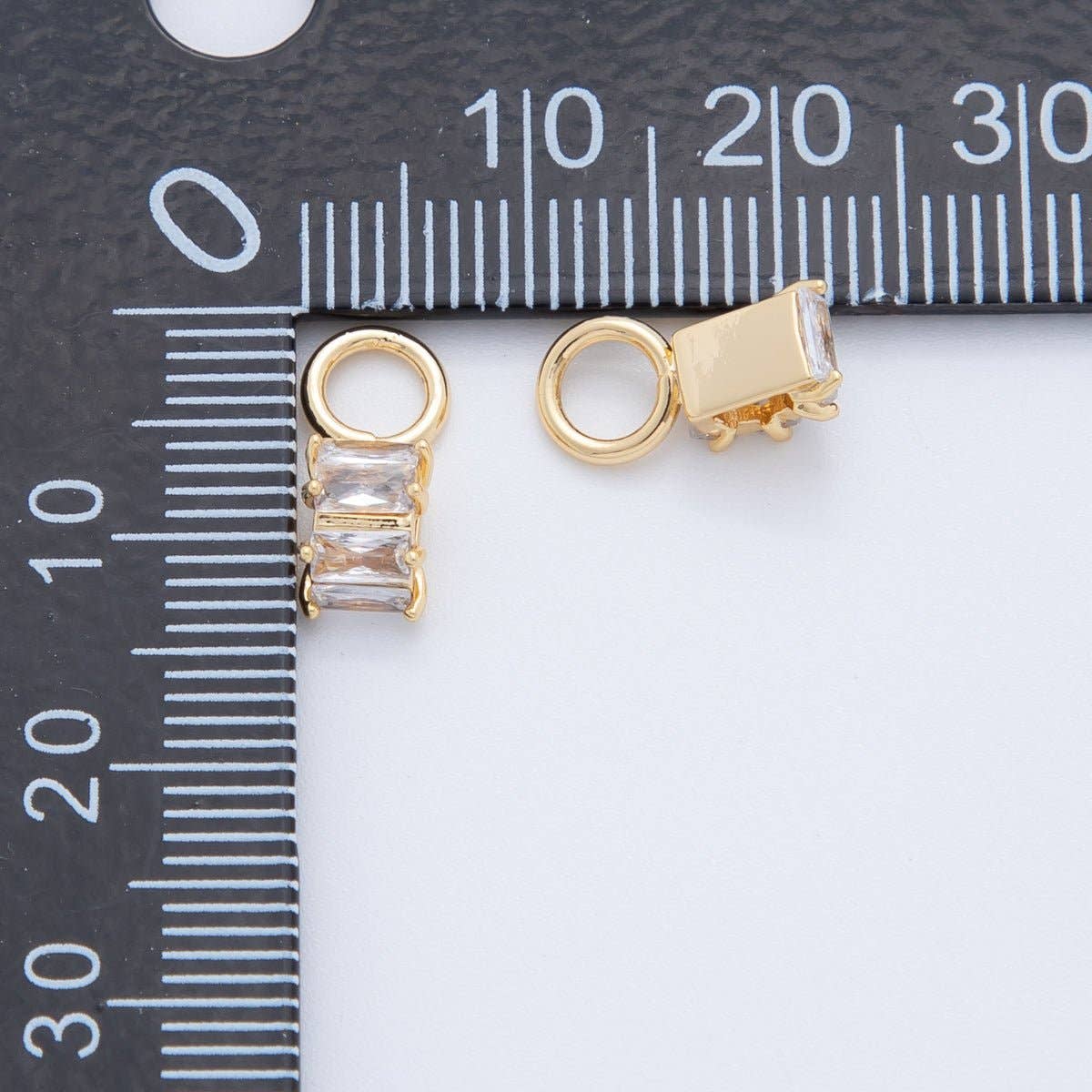 Aim Eternal - Wholesale Single Earring - 18K Gold Filled Double Baguette CZ Add-On Drop Earring Charm | AF7511