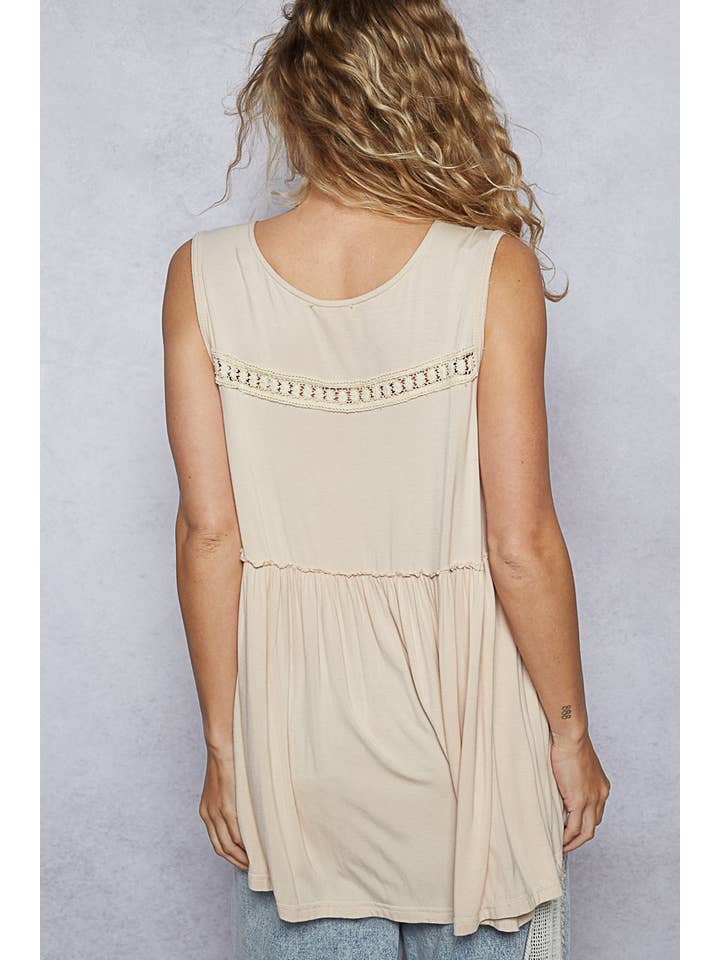 Pol Clothing - Wholesale Knit Top - Women's - Sleeveless Loose Fit V-Neck Babydoll Casual Knit Top SALE23